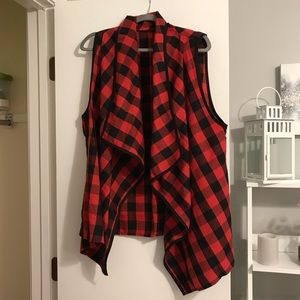 Red and black buffalo check vest size women’s L